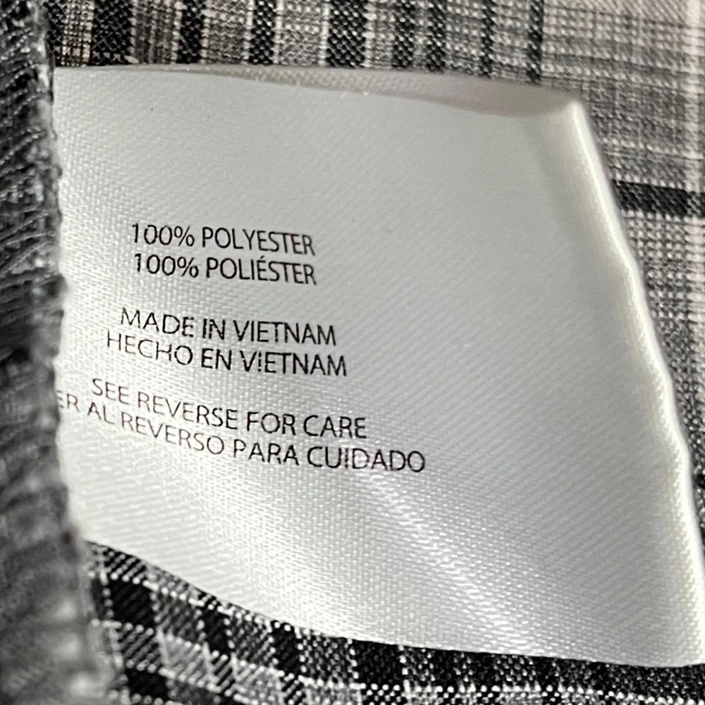 ORVIS Men’s Short Sleeve Black Gray & White Plaid Shirt Size L 100% Polyester - Picture 7 of 11